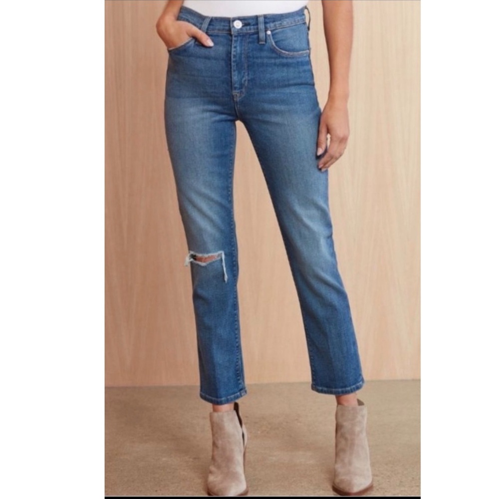 HUDSON Jeans Barbara Straight with Knee Distress Blue Size 28